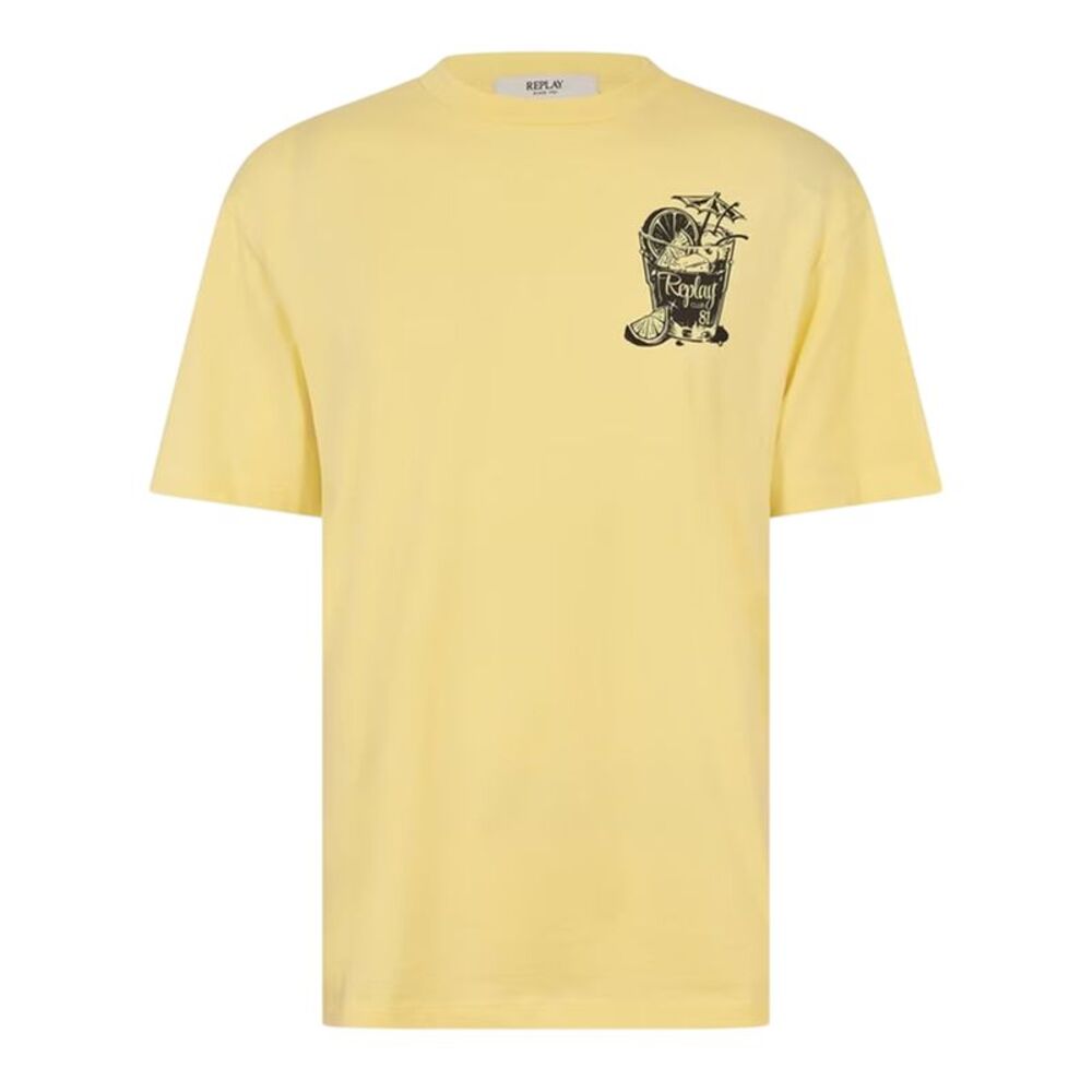 Replay Mens Graphic Print T-Shirt / Yellow